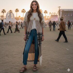 OOAK Toronto Design HoneyBea Upcycled Boho Salvaged Sweater Duster Cardigan Coat